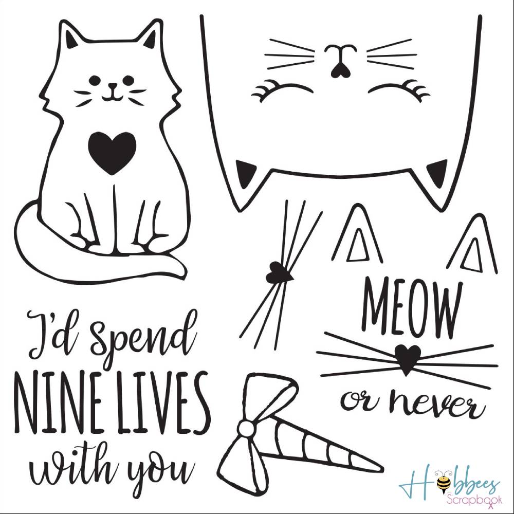 Framelits Die &amp; Stamps Set Nines Lives / Kit de Suajes y Sellos de Nueve Vidas Descontinuado Sizzix