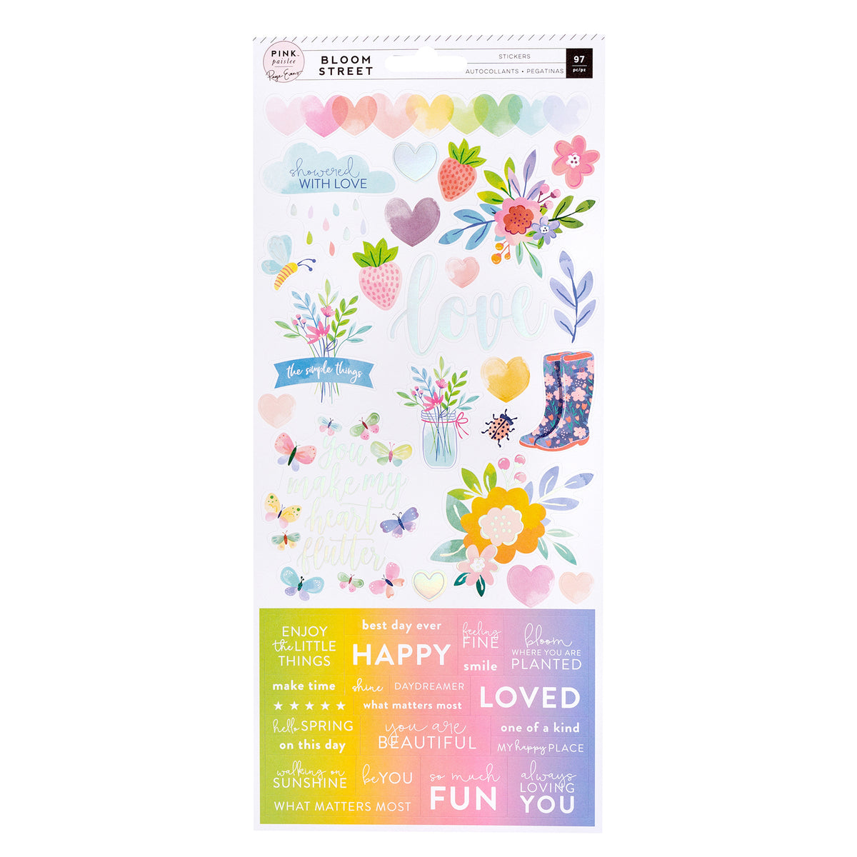 Bloom Street Cardstock Stickers / Block de Estampas Floreciendo Descontinuado Pink Paislee