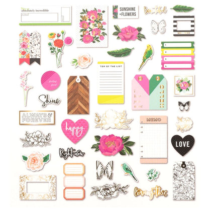 5th and Monaco Cardstock Die-Cuts / Paquete de Figuras Naturaleza Descontinuado Pink Paislee