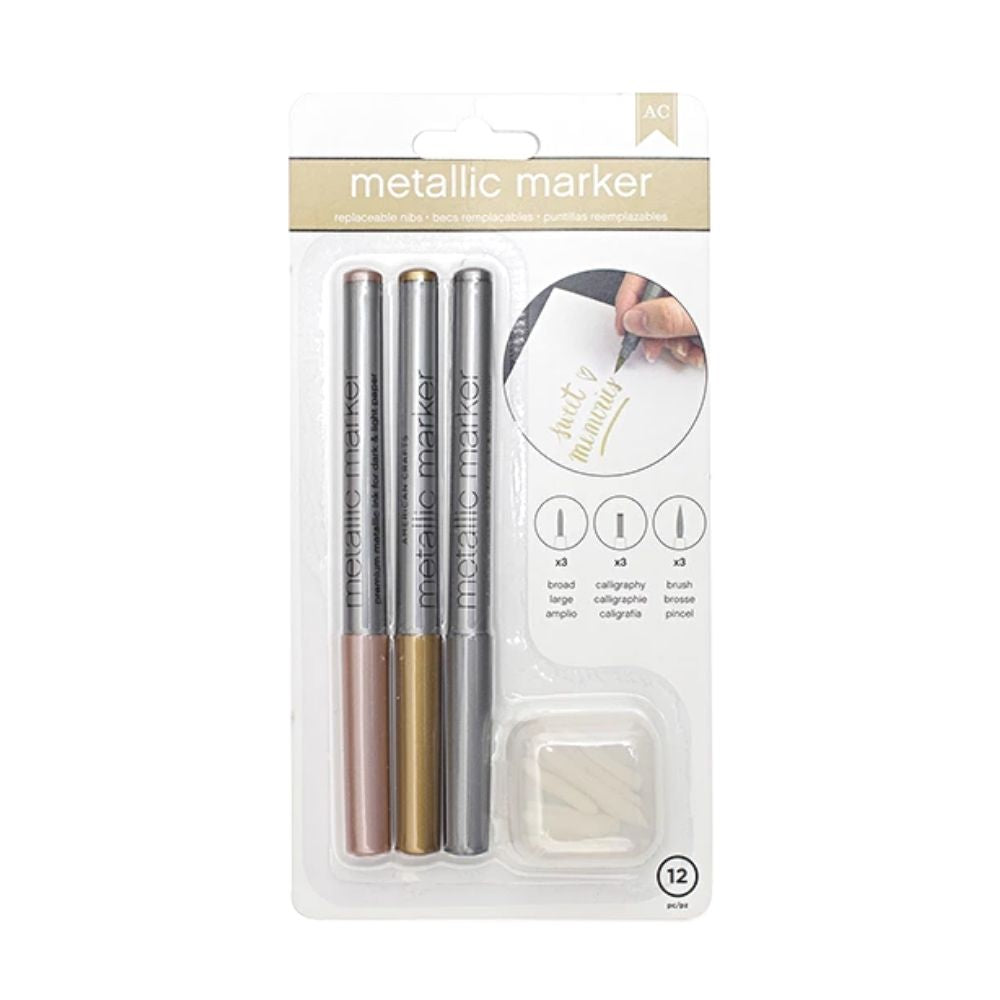 Metallic Markers Broad Point / Marcadores Metálicos para Caligrafía Colores y Plumones American Crafts