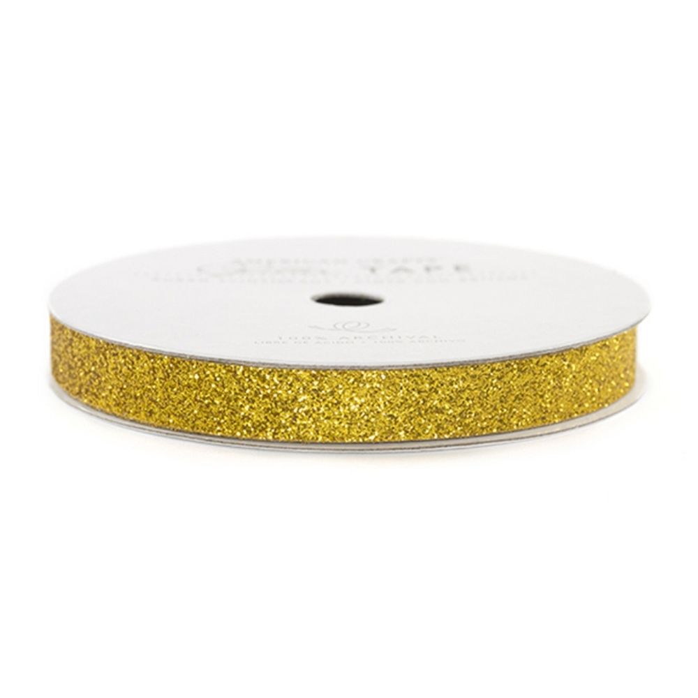Gold Glitter Tape 3/8" / Cinta Adhesiva Dorada Brillitos 0.95 cm  American Crafts