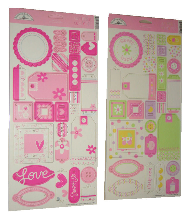 Whimsy Waffers Chipboard Stickers / Etiquetas Adhesivas Gruesas Toda Ocasion Stickers Descontinuado