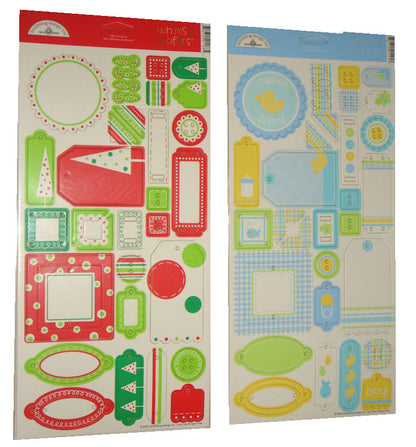 Whimsy Waffers Chipboard Stickers / Etiquetas Adhesivas Gruesas Toda Ocasion Stickers Descontinuado