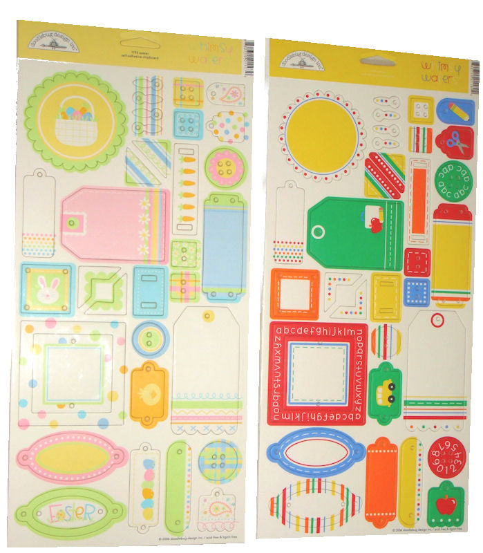 Whimsy Waffers Chipboard Stickers / Etiquetas Adhesivas Gruesas Toda Ocasion Stickers Descontinuado