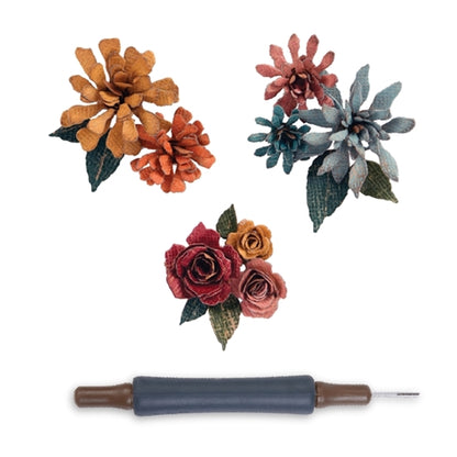 Tim Holtz Thinlits Die Tiny Tattered Florals / 15 Suajes de Flores y Herramienta para Filigrana Descontinuado Sizzix