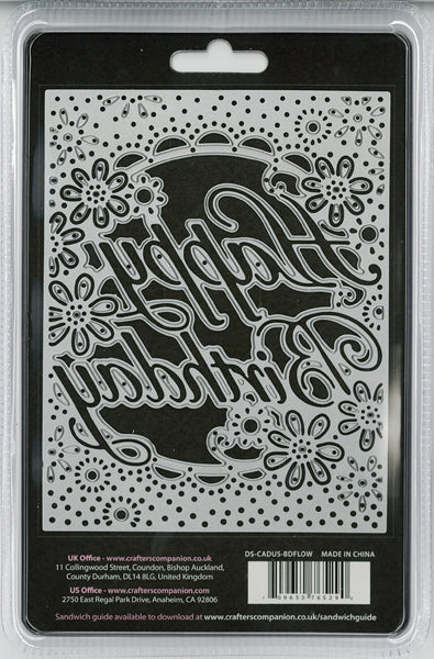 Birthday Flowers Die / Troquel Frase Happy Birthday con Diseño Floral Descontinuado Crafter&