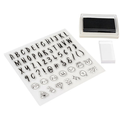 Stamp Set  / Kit de Sellos de Polímero de Caritas y Letras Descontinuado American Crafts