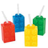 Color Brick Party Cups with Straw & Lid / 8 Vasos de Lego con Popote Fiestas Novelty