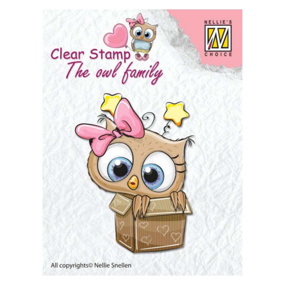 Owl In the Box Stamp / Sello de Búho en Cajita Sellos Nellie&
