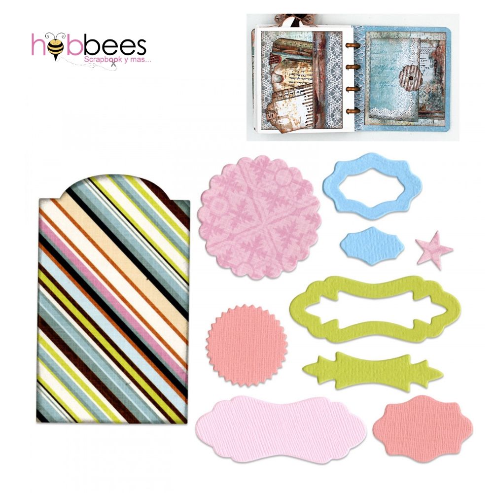 Framelits Bookplate, Hinges &amp; Label Dies / Suajes de Adornos de Libros Descontinuado Sizzix