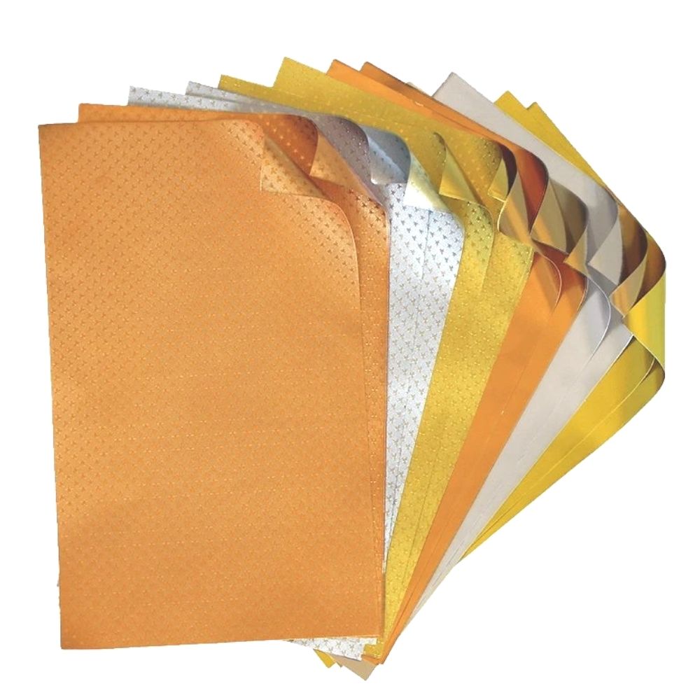 Metallics Foiled Papers 4"x6" / 12 Hojas de Papel Tipo Alumino Doble Cara Metálicos Papel Rinea