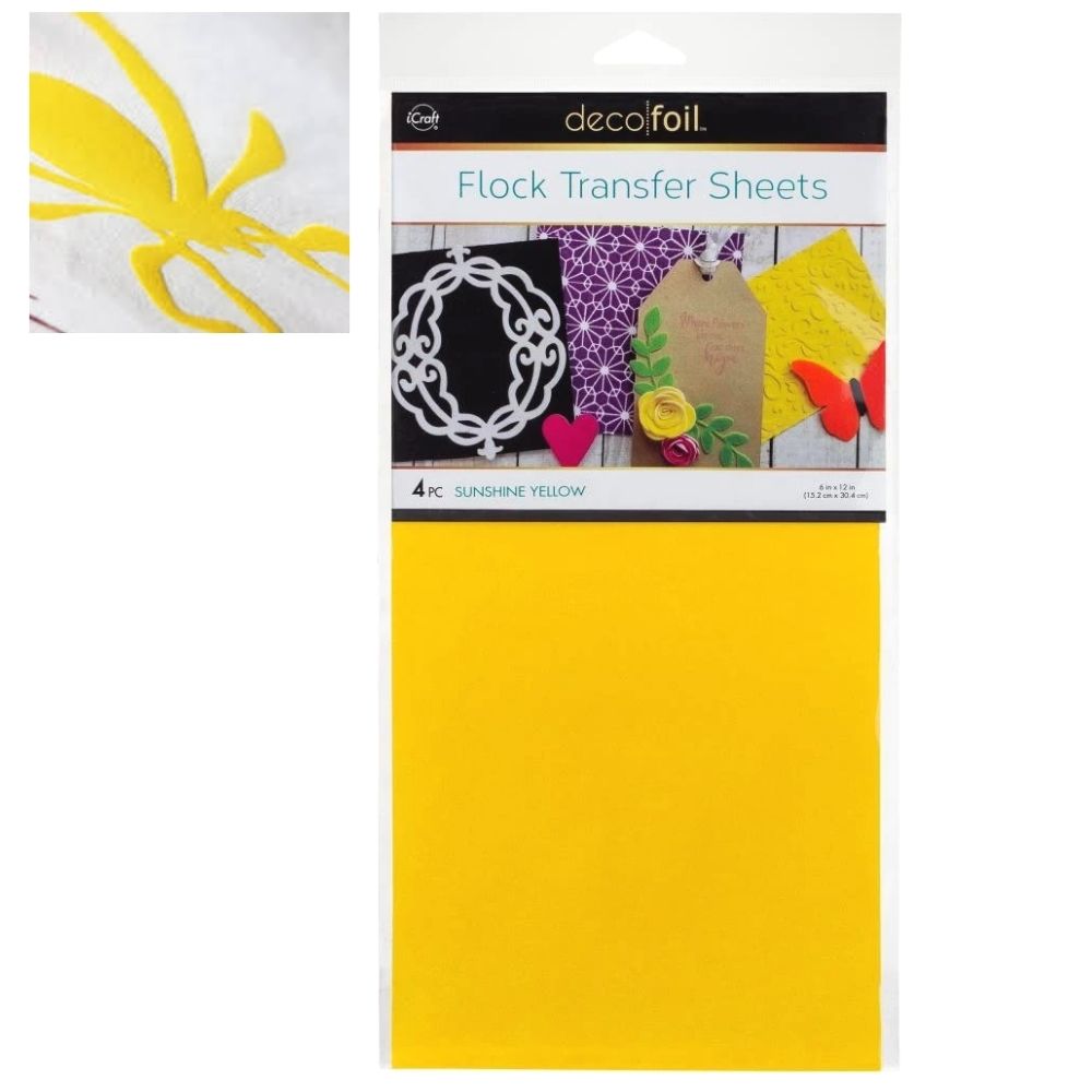 Flock Transfer Sheets Sunshine Yellow / Papel Transfer de Terciopelo Amarillo DESCONTINUADO iCraft