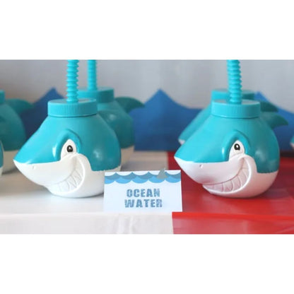 Plastic Molded Jawsome Shark Cups / Vasos con Popote Tiburón Descontinuado Novelty