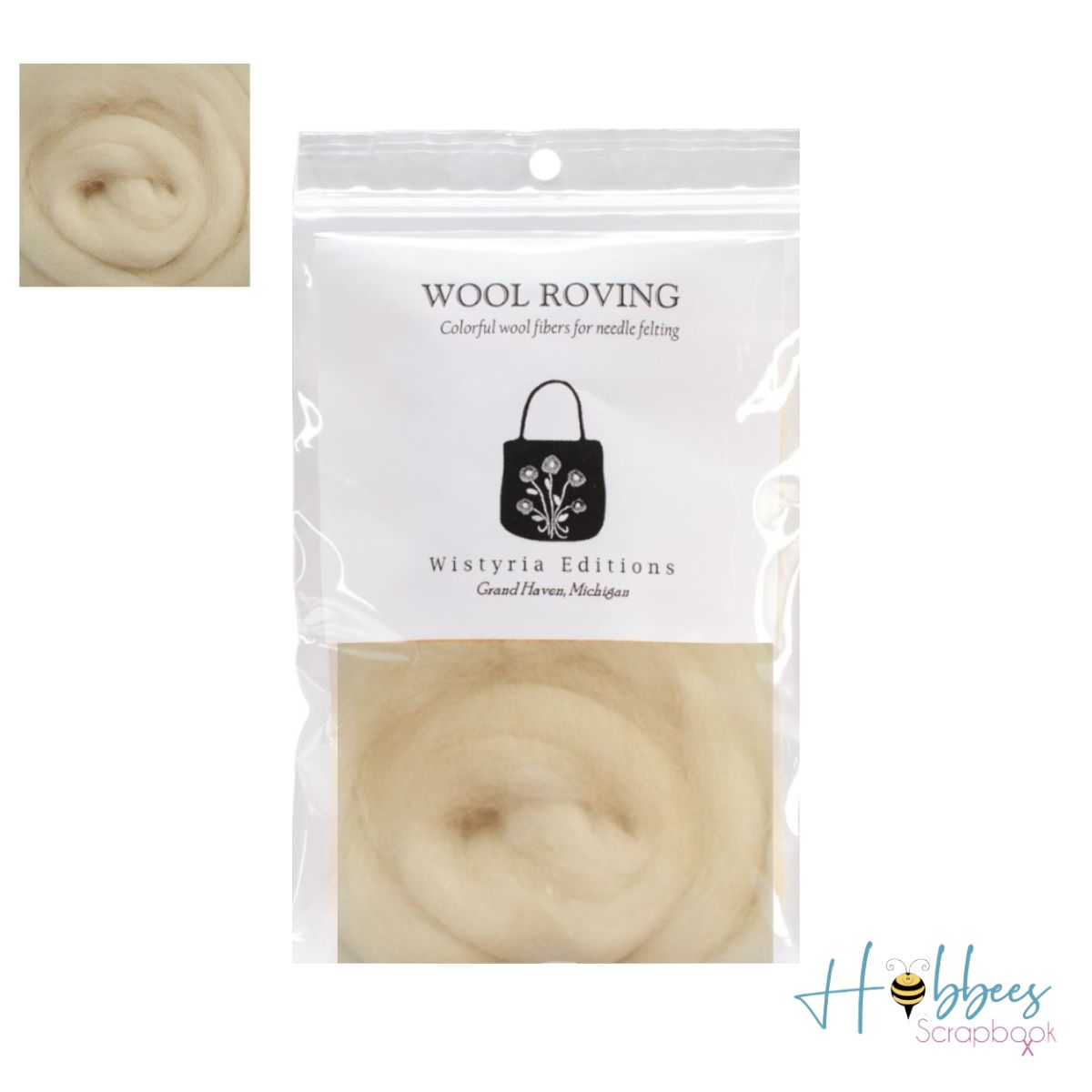 Wool Roving 14" Natural /  Lana Afieltrable Color Natural Tejido Wistyria Editions