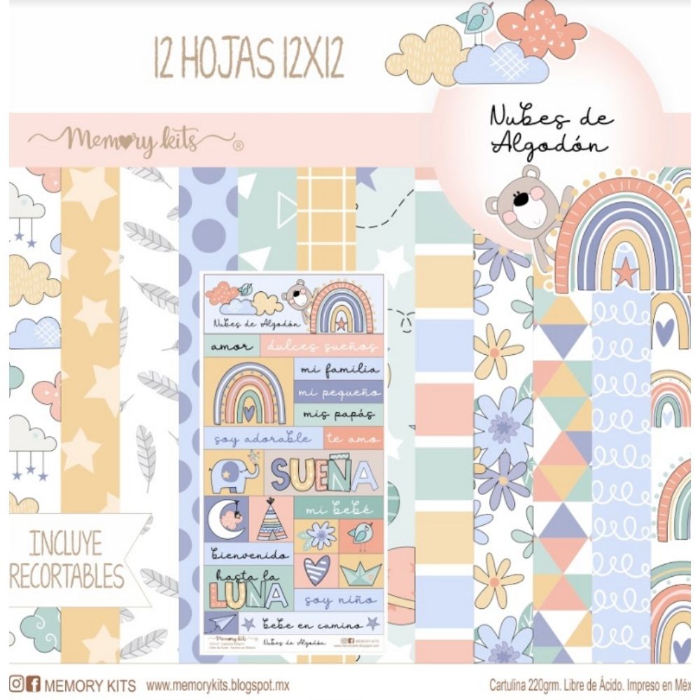 Kit de Papel Cartulina Nubes de Algodón Niños Descontinuado Memory Kits