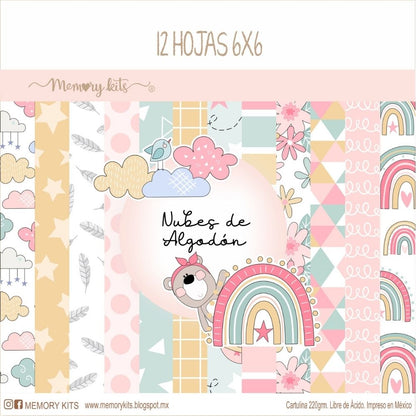Kit de Papel Cartulina Nubes de Algodón Niñas Descontinuado Memory Kits