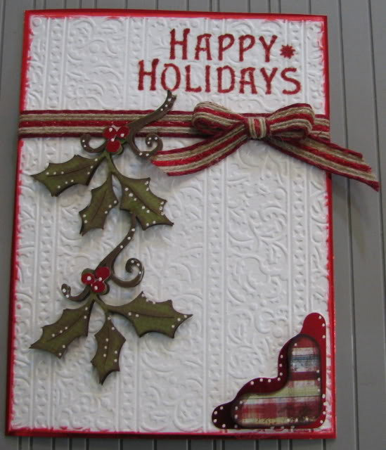 Embossing Folder Holly Ribbons / Folder de Grabado Hoja de Navidad Descontinuado Cuttlebug