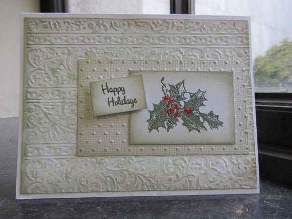 Embossing Folder Holly Ribbons / Folder de Grabado Hoja de Navidad Descontinuado Cuttlebug