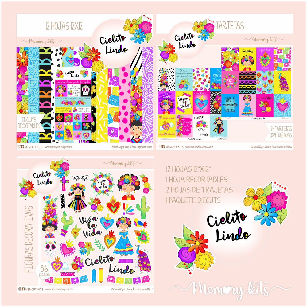 Kit de Papel Cartulina Cielito Lindo Descontinuado Memory Kits