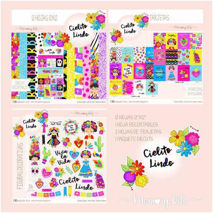 Kit de Papel Cartulina Cielito Lindo Descontinuado Memory Kits