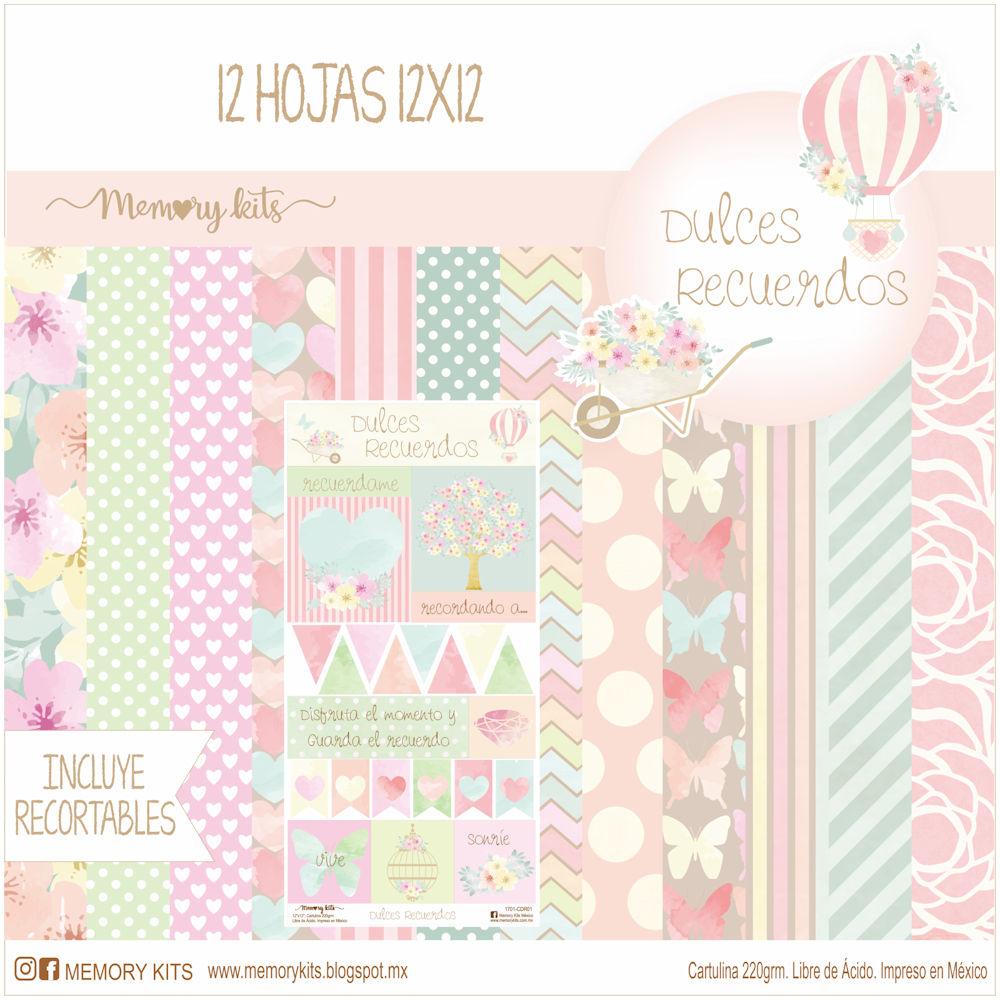 Kit de Papel Cartulina Dulces Recuerdos Descontinuado Memory Kits