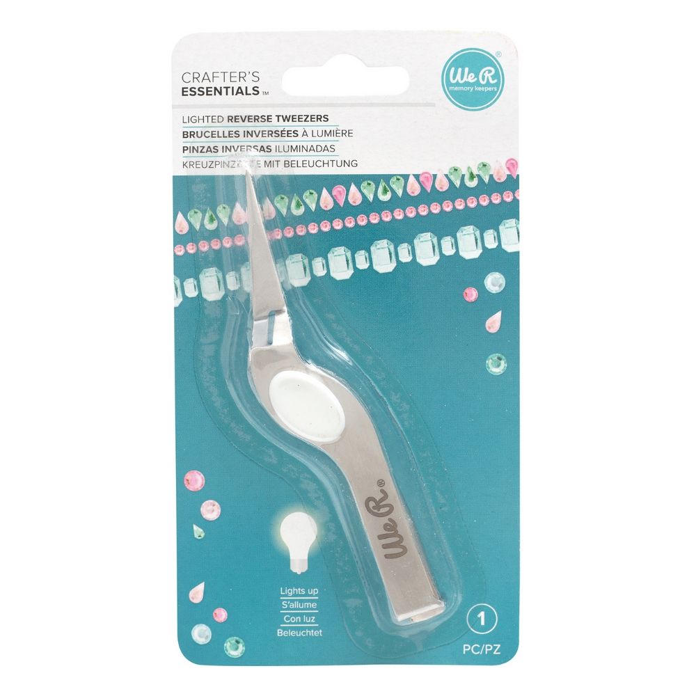Lighted Reverse Tweezers / Pinzas Sujetadoras Invertidas con Luz Herramientas We R Memory Keepers