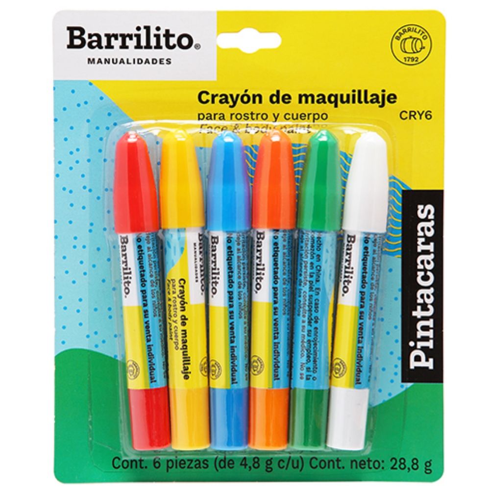 6 Crayones Pinta Caritas Primarios Descontinuado Barrilito