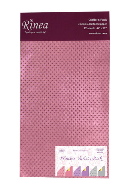 Princess Foiled Papers 6"x12" / 12 Hojas de Papel Tipo Alumino Doble Cara Princesas Papel Rinea
