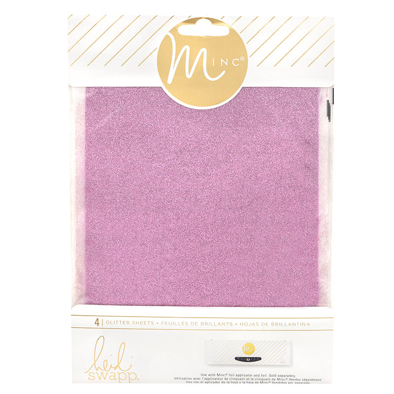 Minc Glitter Sheets Pink / 4 Hojas de Papel Metalizado Brillitos Rosa Acetato y Especializados Heidi Swapp