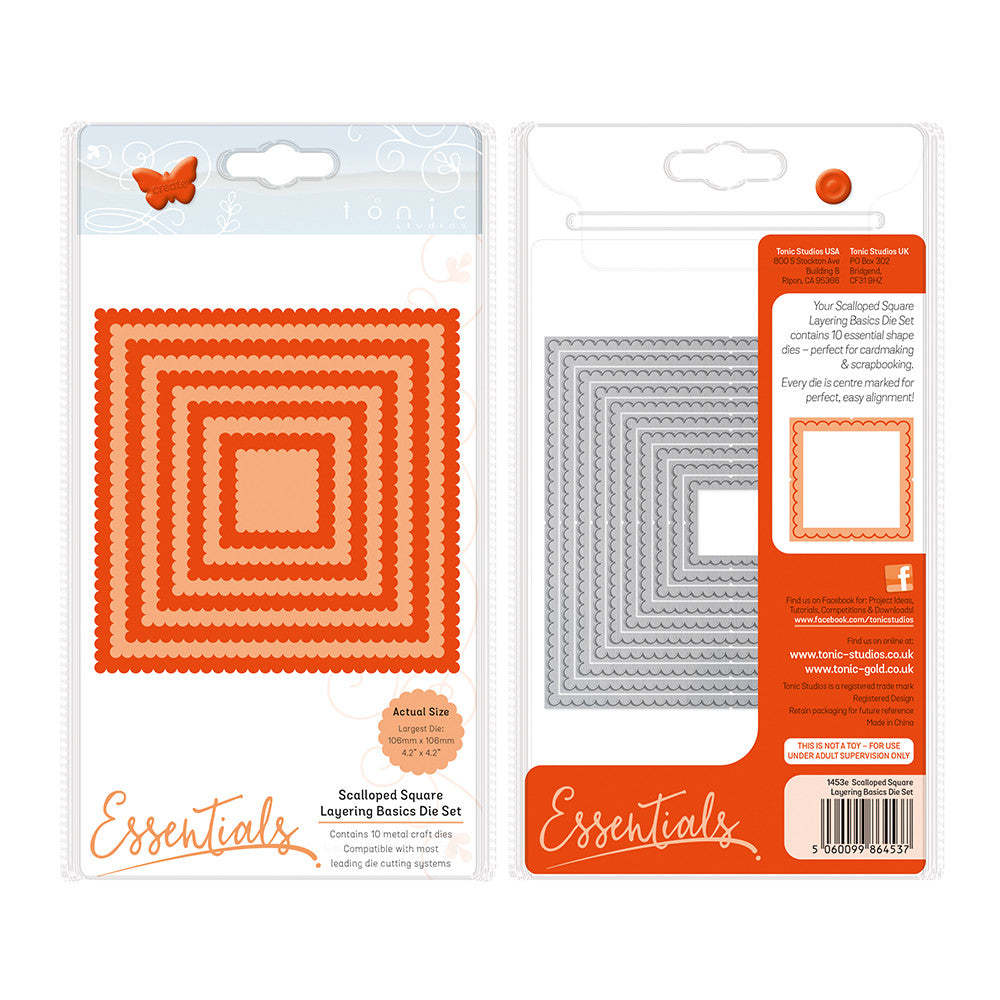 Scalloped Square Layering Basics Die Set/ Set de Suajes de Cuadrados con Onditas Dados de Corte / Suajes / Troqueles Tonic Studios
