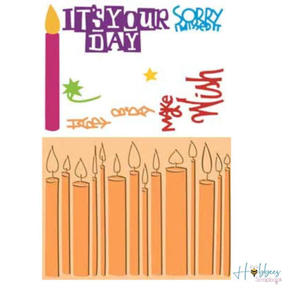Combo Birthday Wishes / Combo de Suaje y Folder de Vela Dados de Corte / Suajes / Troqueles Cuttlebug