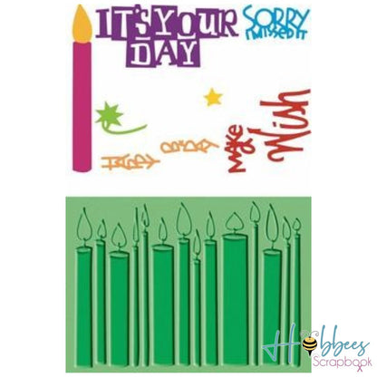 Combo Birthday Wishes / Combo de Suaje y Folder de Vela Dados de Corte / Suajes / Troqueles Cuttlebug