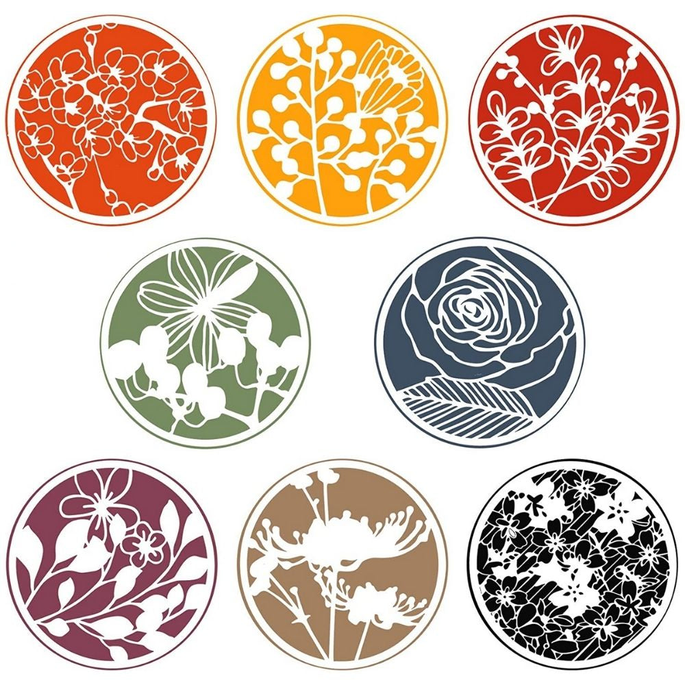 Flower Circle Stencils / 8 Plantillas de Flores Esténciles / Plantillas Hobbees