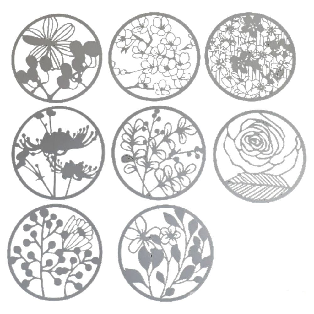 Flower Circle Stencils / 8 Plantillas de Flores Esténciles / Plantillas Hobbees