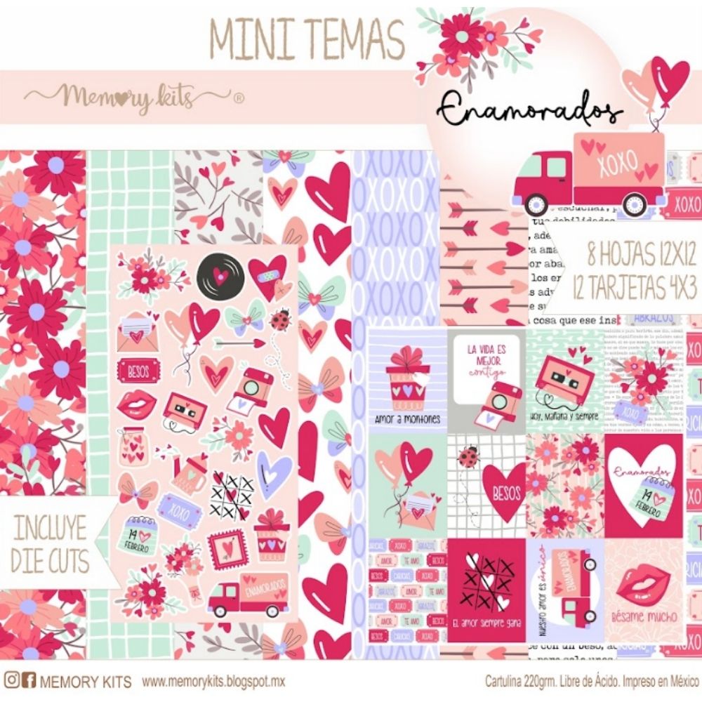 Kit de Papel Cartulina Enamorados Descontinuado Memory Kits
