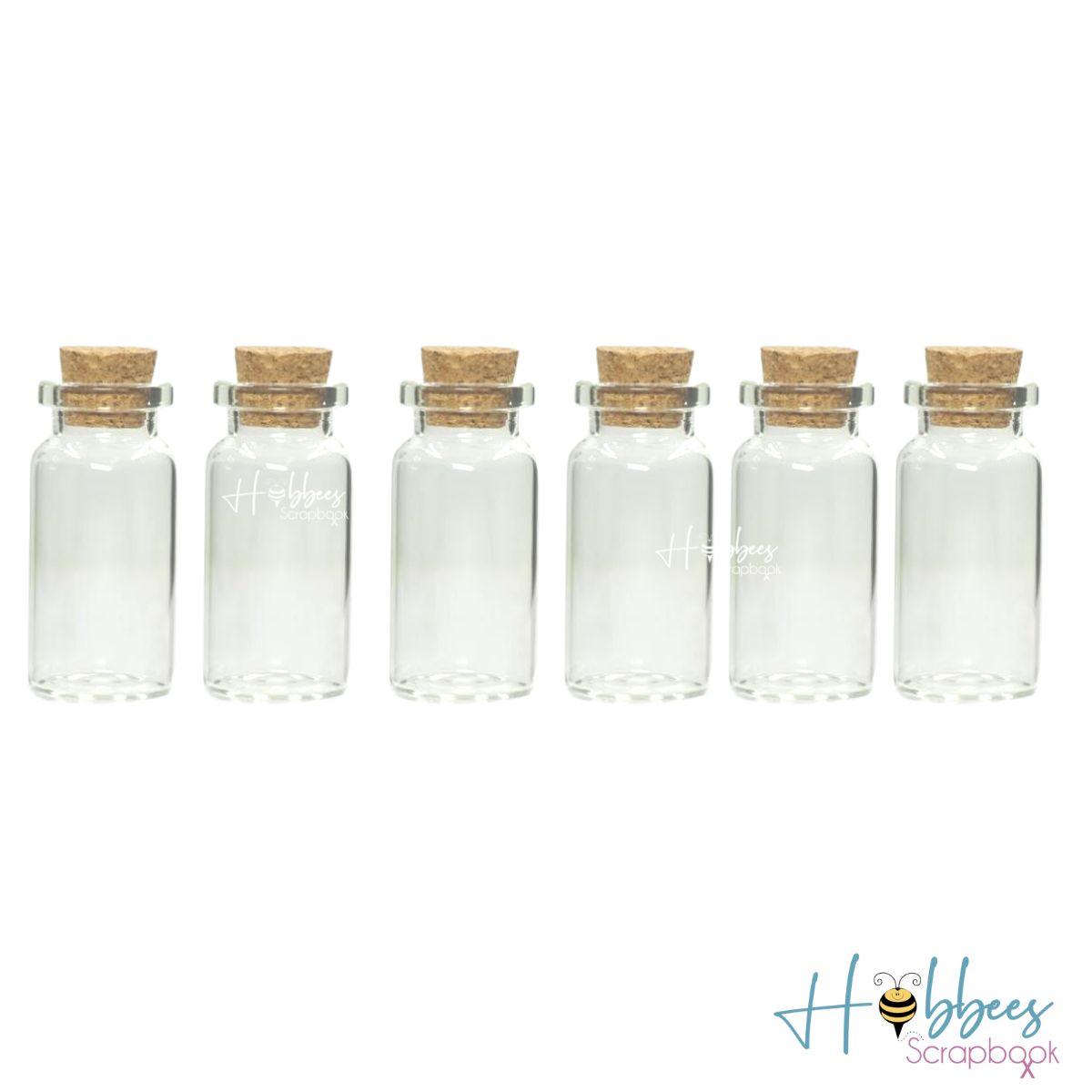 6 Frasquitos de Vidrio con Tapa de Corcho 10ml Descontinuado Hobbees