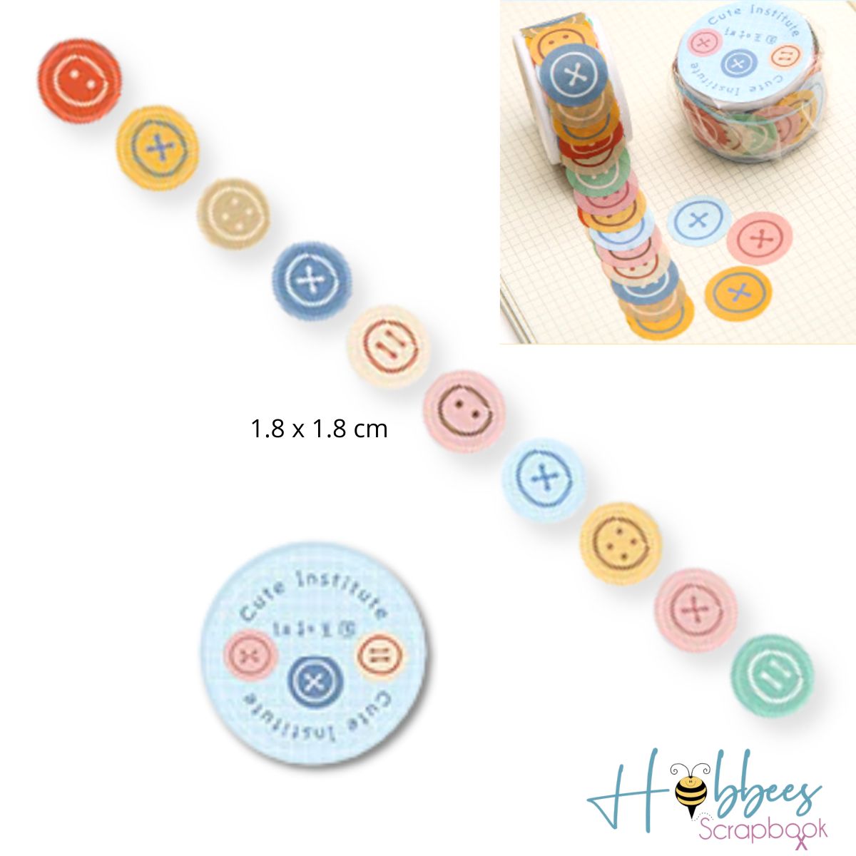 Botones de Washi Tape Adhesivos Descontinuado Hobbees
