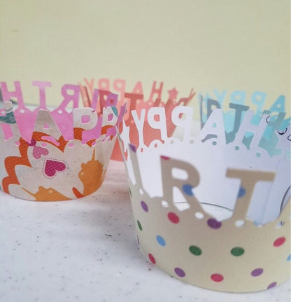 Template Dies Happy Birthday Cupcake Liner / Suaje de Cupcake de Cumpleaños Dados de Corte / Suajes / Troqueles LifeStyle Crafts