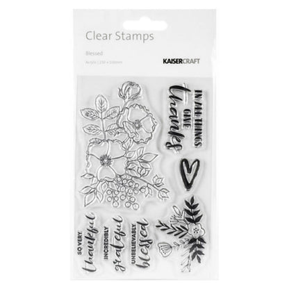 Blessed Clear Acrylic Stamps / Sellos de Polímero Flores Descontinuado Kaiser Craft