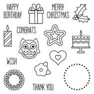 Wheel Card Dies with Clear Acrylic Stamp Set  / Suajes y Sellos de Adornos Para Tarjetas Descontinuado Sizzix