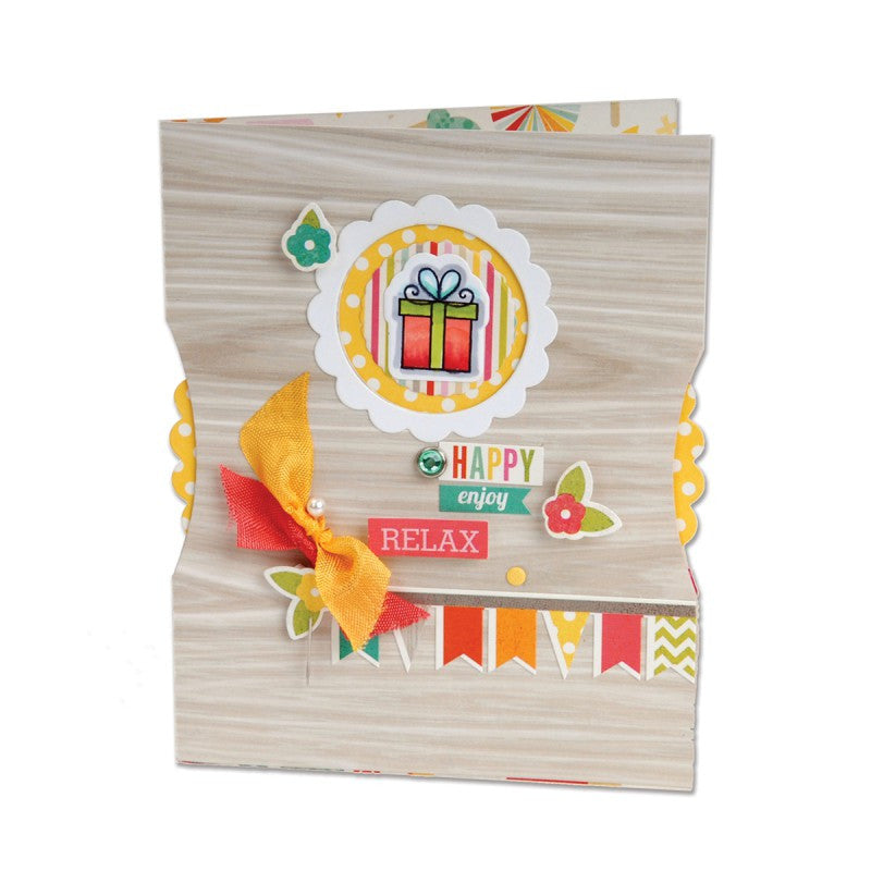 Wheel Card Dies with Clear Acrylic Stamp Set  / Suajes y Sellos de Adornos Para Tarjetas Descontinuado Sizzix