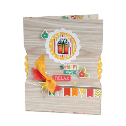 Wheel Card Dies with Clear Acrylic Stamp Set  / Suajes y Sellos de Adornos Para Tarjetas Descontinuado Sizzix
