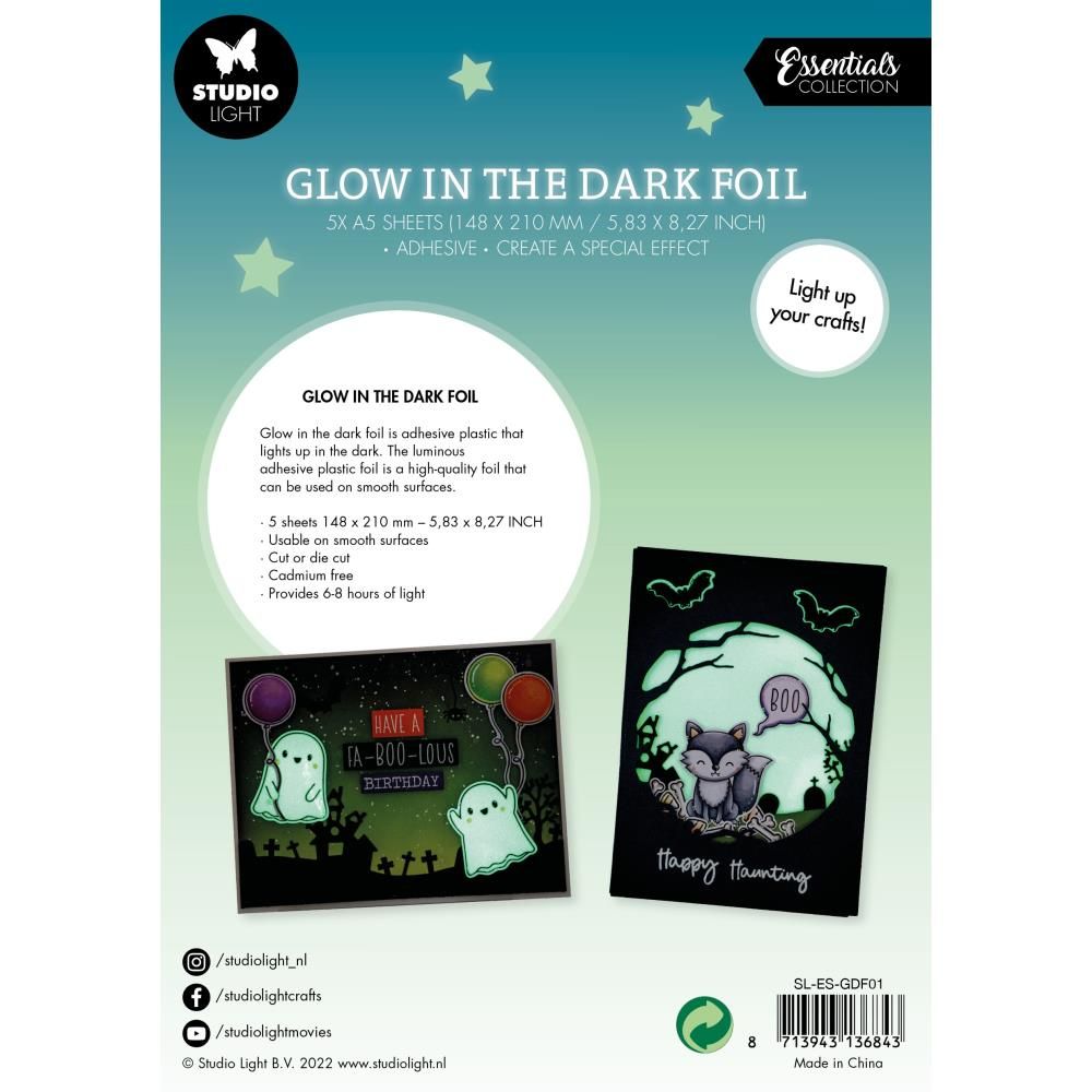 Glow In The Dark Foil / Película Adhesiva Brillo en la Oscuridad Acetato y Especializados Studio Light