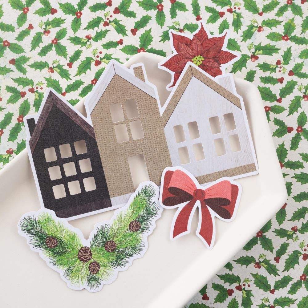 Evergreen &amp; Holly Cardstock Die-Cuts / Recortes Decorativos Adornos / Embellishments American Crafts