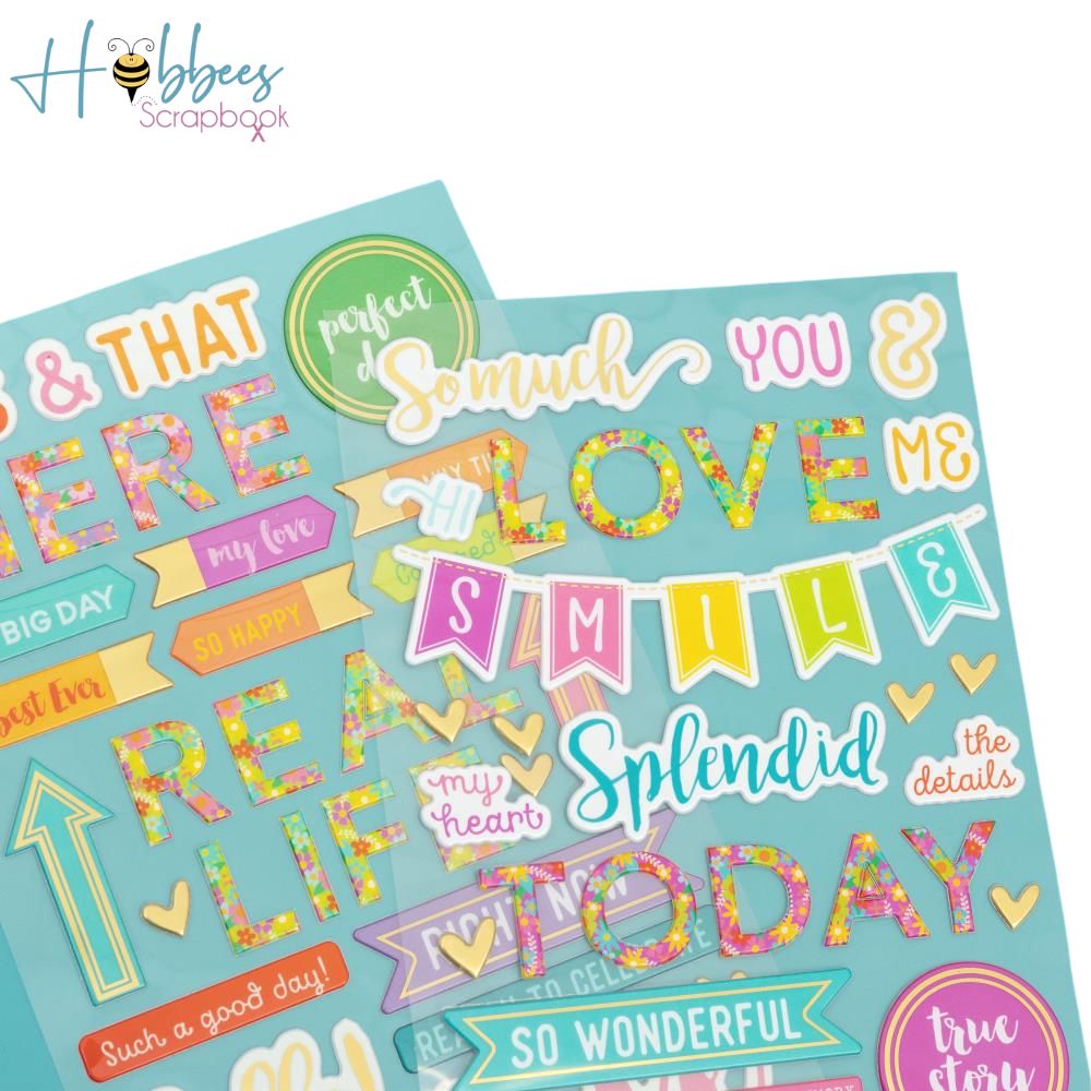 Splendid Thickers Stickers This &amp; That Phrase / Estampas de Frases con Volúmen Descontinuado American Crafts