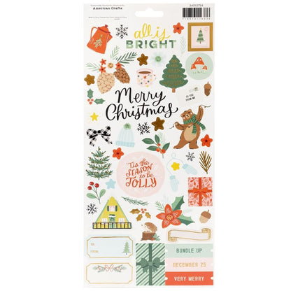 Mittens &amp; Mistletoe Cardstock Stickers / Estampas de Cartulina Muérdago Descontinuado Crate Paper