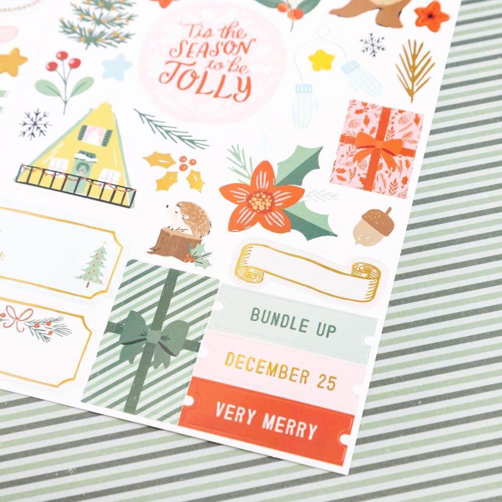 Mittens &amp; Mistletoe Cardstock Stickers / Estampas de Cartulina Muérdago Descontinuado Crate Paper