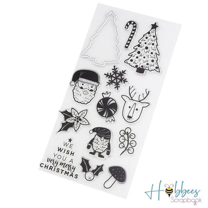 Stamp &amp; Die Set Holiday Cheer / Sellos y Troquel "Alegría de las Fiestas" Sellos DCWV