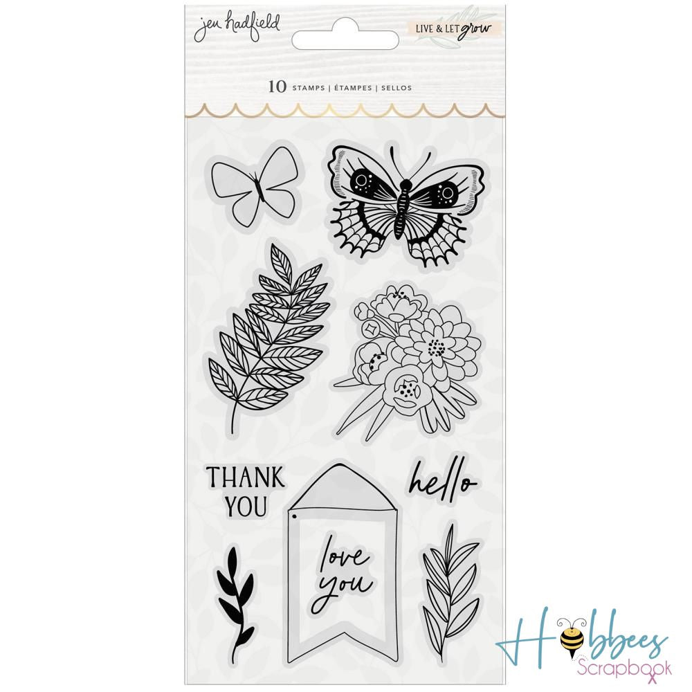 Live &amp; Let Grow Clear Stamps / Sellos de Polímero Vive y Deja Crecer Sellos Jen Hadfield
