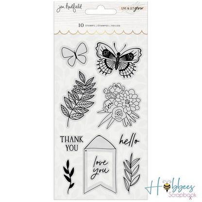 Live &amp; Let Grow Clear Stamps / Sellos de Polímero Vive y Deja Crecer Sellos Jen Hadfield